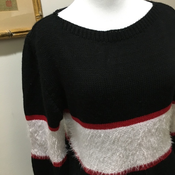 3 for $20 Sale: Furry Striped Boxy Chunky Sweater - Picture 3 of 7